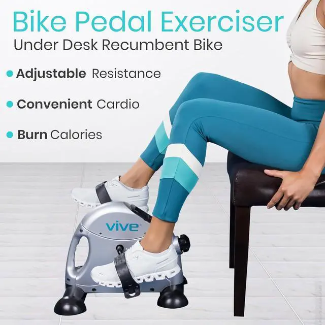 Alt view image 2 of 7 - Vive Under Desk Bike Pedal Exerciser - Stationary Exercise Leg Peddler - Low Impact, Portable Mini Cycle Bike for Under Your Office Desk - For Arm or Foot - Small, Sit-Down Recumbent Equipment Machine