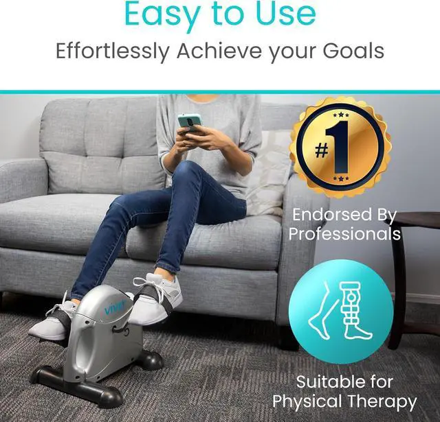 Alt view image 3 of 7 - Vive Under Desk Bike Pedal Exerciser - Stationary Exercise Leg Peddler - Low Impact, Portable Mini Cycle Bike for Under Your Office Desk - For Arm or Foot - Small, Sit-Down Recumbent Equipment Machine
