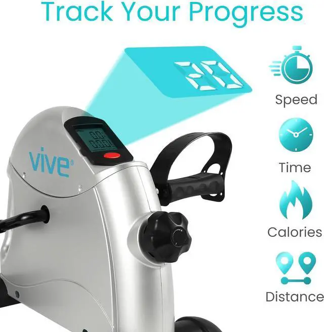 Alt view image 4 of 7 - Vive Under Desk Bike Pedal Exerciser - Stationary Exercise Leg Peddler - Low Impact, Portable Mini Cycle Bike for Under Your Office Desk - For Arm or Foot - Small, Sit-Down Recumbent Equipment Machine