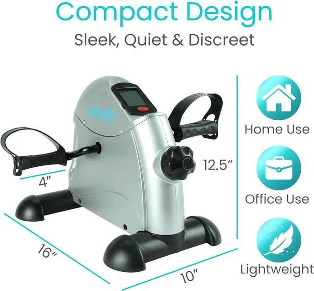 Alt view image 6 of 7 - Vive Under Desk Bike Pedal Exerciser - Stationary Exercise Leg Peddler - Low Impact, Portable Mini Cycle Bike for Under Your Office Desk - For Arm or Foot - Small, Sit-Down Recumbent Equipment Machine