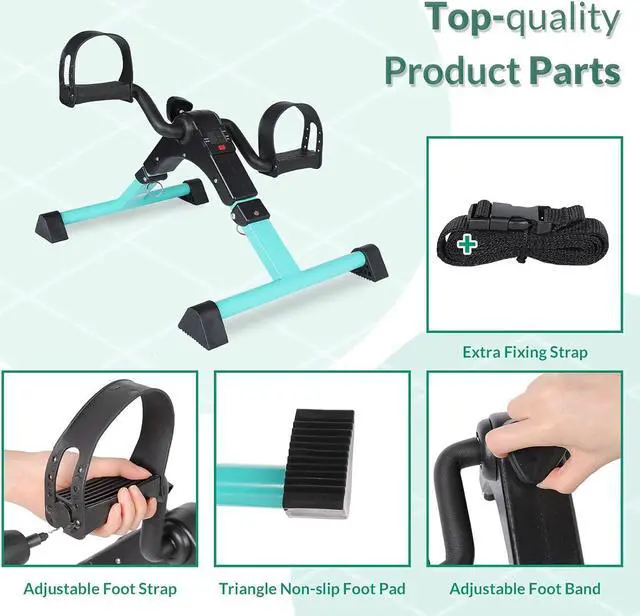Alt view image 3 of 7 - VIVIJASON Pedal Exerciser - Folding Portable Exercise Peddler - Under Desk Mini Exercise Bike for Arm/Leg Workout - Adjustable Fitness Rehab Equipment for Elderly Seniors with LCD Display