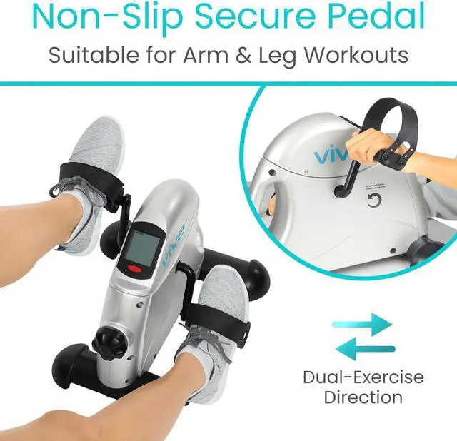 Alt view image 7 of 7 - Vive Under Desk Bike Pedal Exerciser - Stationary Exercise Leg Peddler - Low Impact, Portable Mini Cycle Bike for Under Your Office Desk - For Arm or Foot - Small, Sit-Down Recumbent Equipment Machine