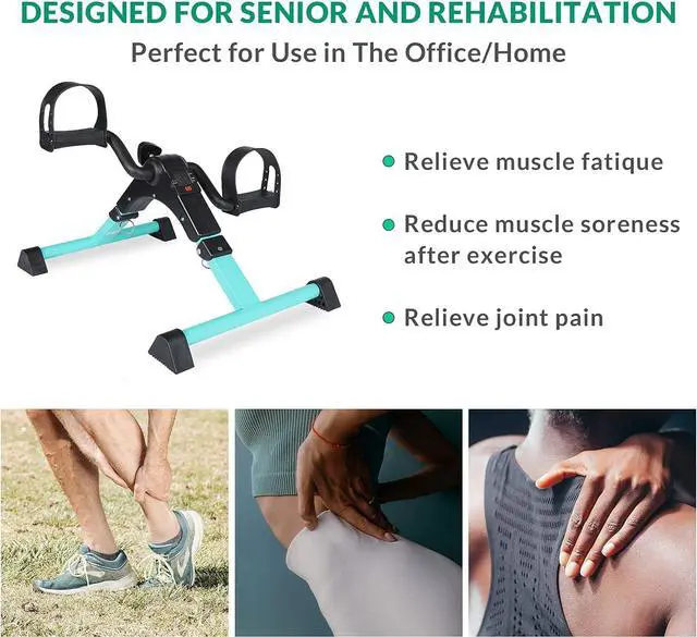 Alt view image 6 of 7 - VIVIJASON Pedal Exerciser - Folding Portable Exercise Peddler - Under Desk Mini Exercise Bike for Arm/Leg Workout - Adjustable Fitness Rehab Equipment for Elderly Seniors with LCD Display