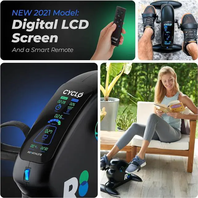 Alt view image 2 of 7 - REATHLETE CYCLO: Under-Desk Bike/Pedal Exerciser | Desk Bike for Leg and Arm Exercises | Pedal Exerciser for Cardio Training, Fitness, & Rehabilitation | All-Digital, Light & Quiet Under-Desk Bike