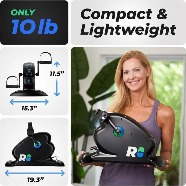 Alt view image 4 of 7 - REATHLETE CYCLO: Under-Desk Bike/Pedal Exerciser | Desk Bike for Leg and Arm Exercises | Pedal Exerciser for Cardio Training, Fitness, & Rehabilitation | All-Digital, Light & Quiet Under-Desk Bike