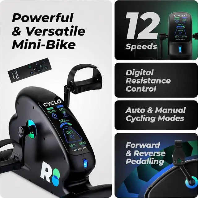 Alt view image 5 of 7 - REATHLETE CYCLO: Under-Desk Bike/Pedal Exerciser | Desk Bike for Leg and Arm Exercises | Pedal Exerciser for Cardio Training, Fitness, & Rehabilitation | All-Digital, Light & Quiet Under-Desk Bike