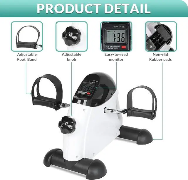 Alt view image 4 of 7 - MEETWARM Pedal Exercise Bike for Seniors, Hand Arm Leg & Knee Peddler Adjustable Fitness Equipment, Folding Recovery Physical Therapy Home Exercise Bike for Elderly, Portable Bicycle Exerciser Machine