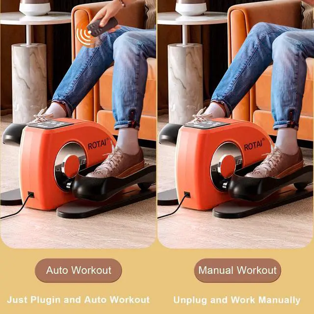 Alt view image 3 of 6 - ROTAI Under Desk Elliptical Machine for Seniors Rehab Electric Seated Leg Foot Pedal Exerciser Bike, Portable Trainer for Home & Office with Remote and LCD Monitor