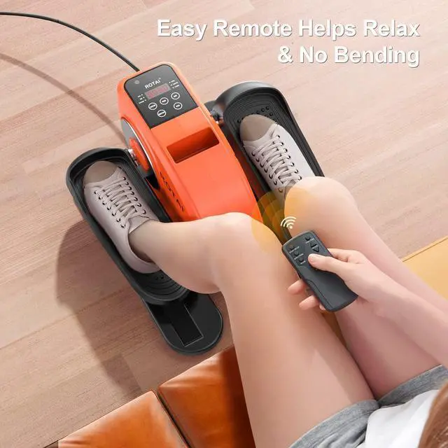 Alt view image 4 of 6 - ROTAI Under Desk Elliptical Machine for Seniors Rehab Electric Seated Leg Foot Pedal Exerciser Bike, Portable Trainer for Home & Office with Remote and LCD Monitor