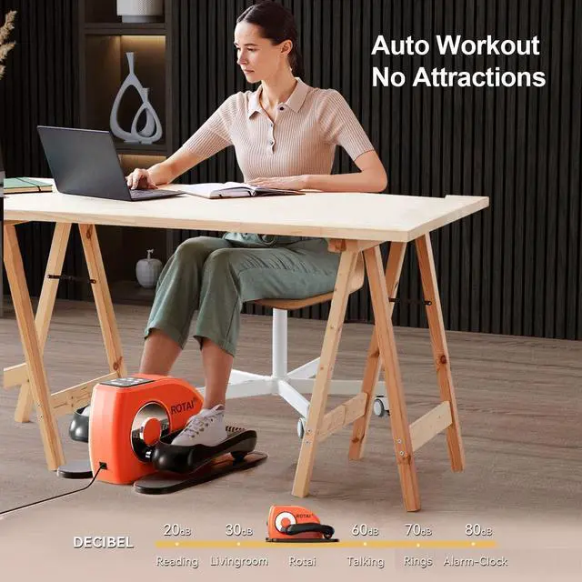 Alt view image 5 of 6 - ROTAI Under Desk Elliptical Machine for Seniors Rehab Electric Seated Leg Foot Pedal Exerciser Bike, Portable Trainer for Home & Office with Remote and LCD Monitor