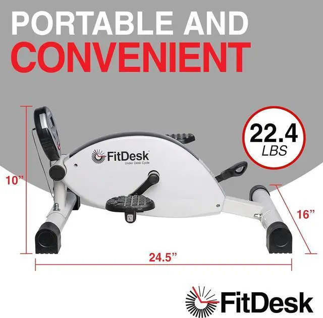 Alt view image 5 of 6 - FitDesk Under Desk Bike Pedal Machine with Magnetic Resistance for Quiet, Fluid Motion - Adjustable Tension with Digital Performance Meter