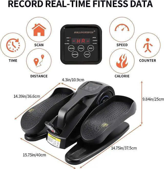 Alt view image 2 of 7 - Rollingsurfer Under Desk Elliptical Machine, Adjustable Speeds Elliptical Trainer with Remote Control, Seated Pedal Exerciser, Compact Portable Elliptical Stepper for Teens Seniors and Adults