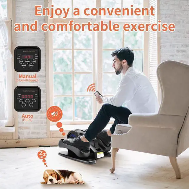 Alt view image 6 of 7 - Under Desk Elliptical Machine, Adjustable Speeds Elliptical Trainer with Remote Control, Seated Pedal Exerciser, Portable Leg Exerciser for Teens Seniors and Adults