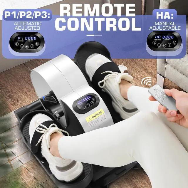 Alt view image 3 of 7 - Under Desk Elliptical, Electric Seated Foot Pedal Exerciser with Fitness APP, Mini Elliptical for Home, LCD Display Monitor, Remote Control, Leg Exerciser for Seniors (Training Silver)