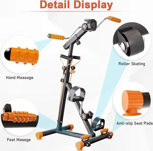 Alt view image 2 of 6 - Dskeuzeew Pedal Exerciser Bike Hand Arm Leg and Knee Peddler, Arm Leg Knee Physical Therapy Exercise Bike, Adjustable Fitness Recovery Equipment for Seniors Total Body with Monitor