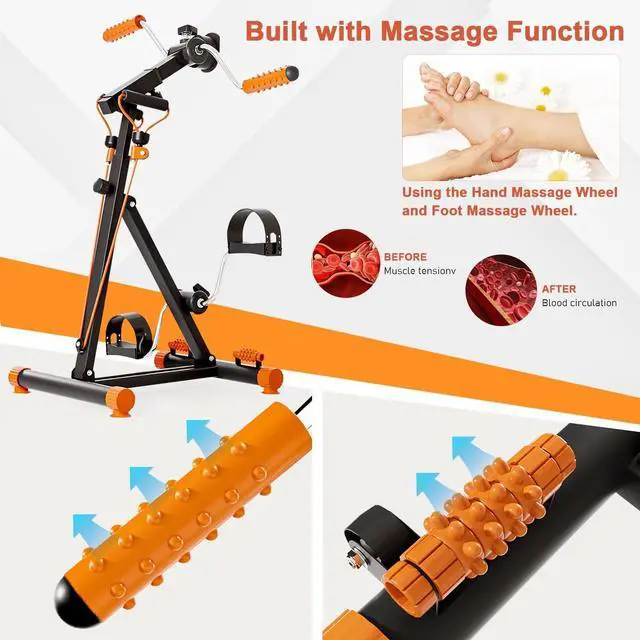 Alt view image 3 of 6 - Dskeuzeew Pedal Exerciser Bike Hand Arm Leg and Knee Peddler, Arm Leg Knee Physical Therapy Exercise Bike, Adjustable Fitness Recovery Equipment for Seniors Total Body with Monitor