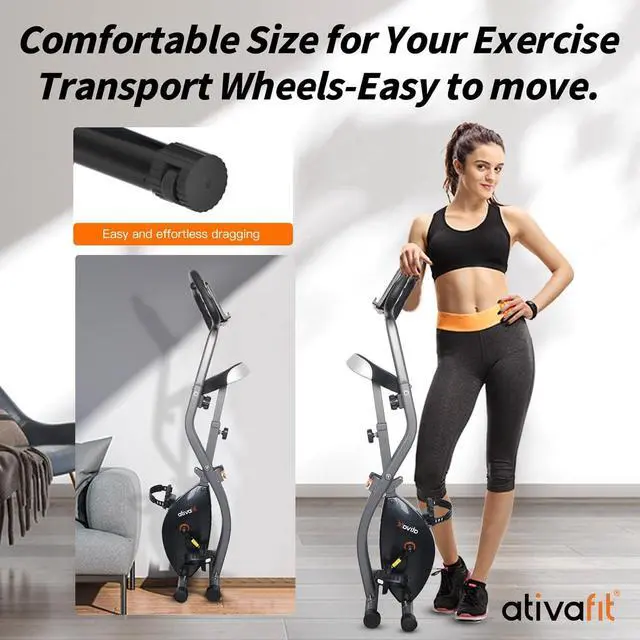 Alt view image 5 of 7 - ATIVAFIT Exercise Bike Foldable Fitness Indoor Cycling Bike Magnetic 3 in 1 Upright Recumbent Exercise Bike with Resistance Bands for Home Workout