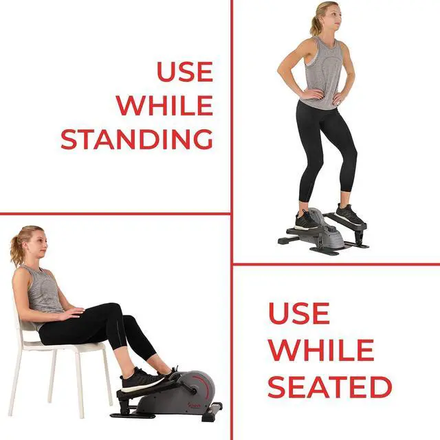 Alt view image 3 of 7 - Sunny Health & Fitness Magnetic Underdesk/Standing Portable Elliptical Machine with Optional Handlebars
