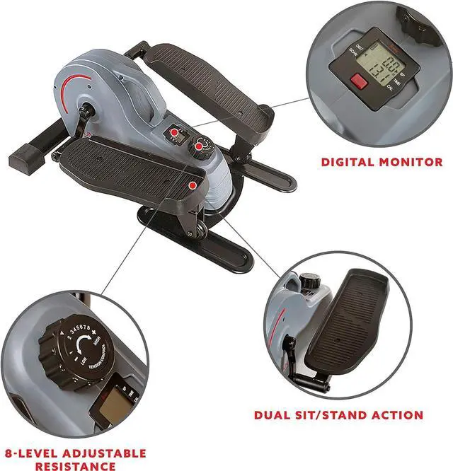 Alt view image 4 of 7 - Sunny Health & Fitness Magnetic Underdesk/Standing Portable Elliptical Machine with Optional Handlebars