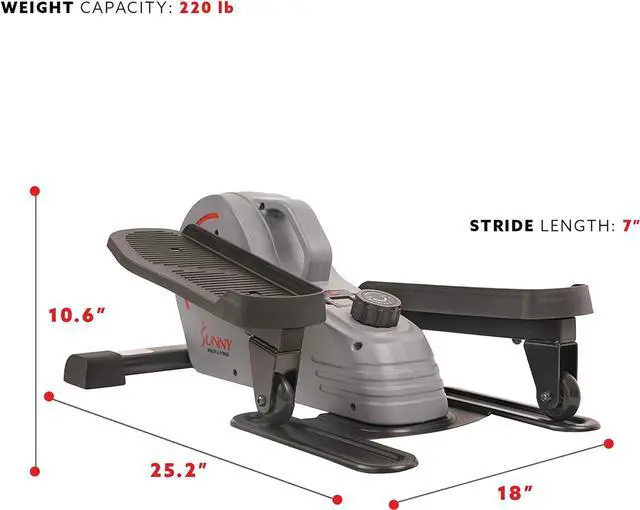 Alt view image 6 of 7 - Sunny Health & Fitness Magnetic Underdesk/Standing Portable Elliptical Machine with Optional Handlebars