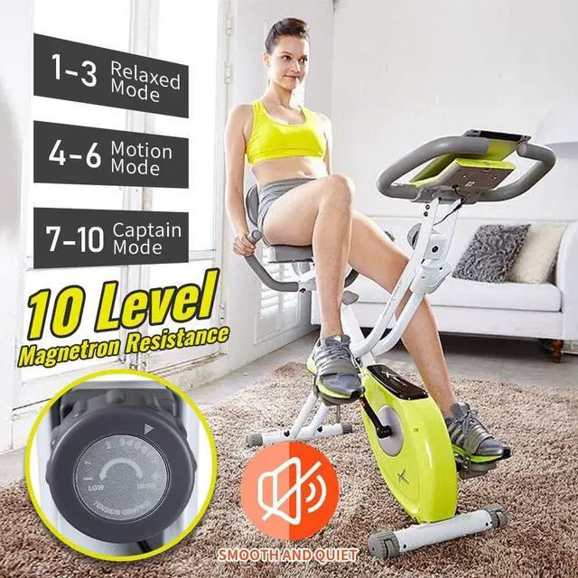 Alt view image 3 of 6 - leikefitness LEIKE X Bike Ultra-Quiet Folding Exercise Bike, Magnetic Upright Bicycle with Heart Rate,LCD Monitor and easy to assemble