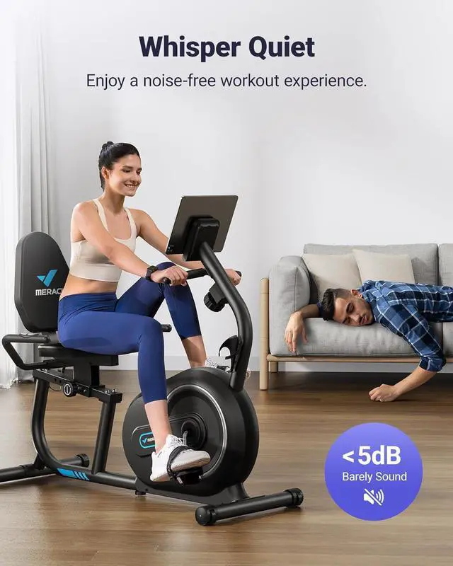 Alt view image 3 of 7 - MERACH Recumbent Exercise Bike for Home with Smart Bluetooth and Exclusive App Connectivity, LCD, Heart Rate Handle, Magnetic Recumbent Bikes S08/S23