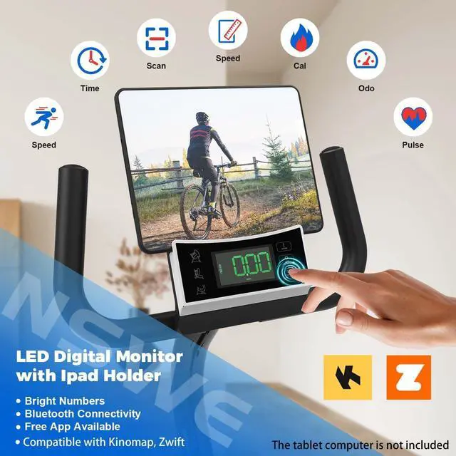 Alt view image 2 of 7 - Vanswe Recumbent Exercise Bike for Adults Seniors - Recumbent Bikes for Home with Magnetic Resistance, Bluetooth and App Connectivity, Pulse Sensor