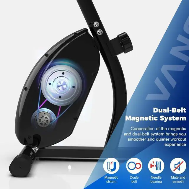 Alt view image 4 of 7 - Vanswe Recumbent Exercise Bike for Adults Seniors - Recumbent Bikes for Home with Magnetic Resistance, Bluetooth and App Connectivity, Pulse Sensor