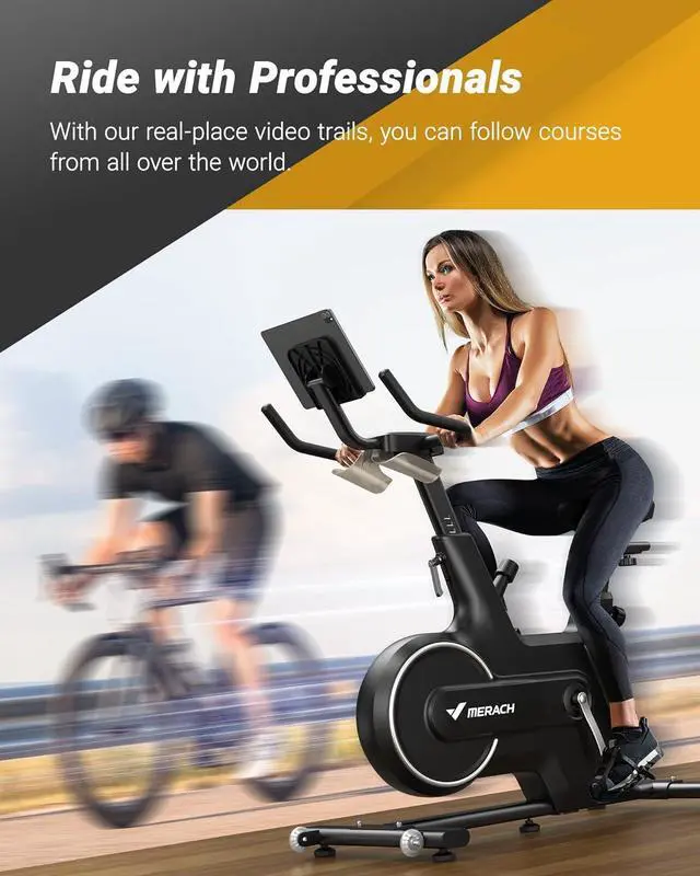 Alt view image 3 of 7 - MERACH Indoor Cycling Bike, Exercise Bike for Home with Magnetic/Auto Resistance, Bluetooth Stationary Bike with APP Data Tracking, and iPad Holder