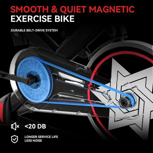 Alt view image 4 of 7 - POOBOO Exercise Bike, Stationary Bike for Home Gym, Magnetic Resistance Indoor Cycling Bike w/Comfortable Seat Cushion & Ipad Mount, Silent Belt Drive Indoor Bike for Cardio Workout