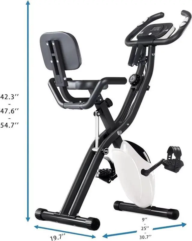 Alt view image 7 of 7 - Merax Folding Exercise Bike, 3 In 1 Fitness Exercise Bike, Foldable Stationary Bike with Resistance Bands,16 Level Adjustable Magnetic Resistance X-Exercise Bike, Indoor Cycling Exercise Bike for Home