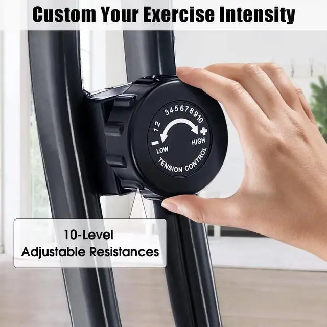 Alt view image 6 of 7 - Merax Folding Exercise Bike, 3 In 1 Fitness Exercise Bike, Foldable Stationary Bike with Resistance Bands,16 Level Adjustable Magnetic Resistance X-Exercise Bike, Indoor Cycling Exercise Bike for Home