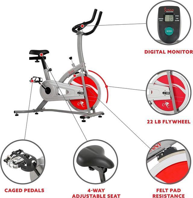Alt view image 3 of 7 - Sunny Health & Fitness Indoor Cycling Exercise Bike with LCD Monitor - SF-1203