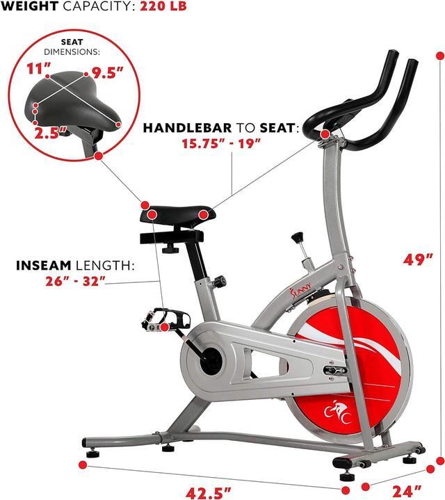 Alt view image 5 of 7 - Sunny Health & Fitness Indoor Cycling Exercise Bike with LCD Monitor - SF-1203