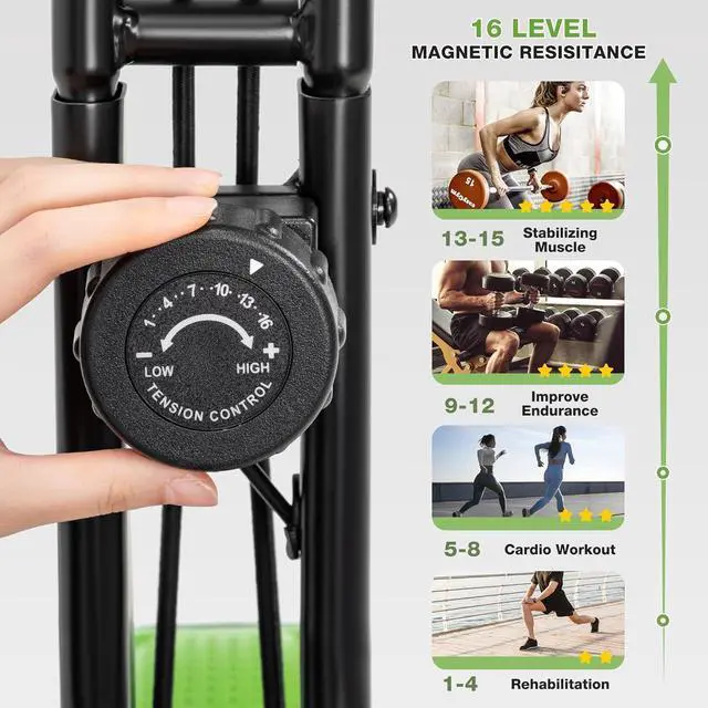 Alt view image 3 of 7 - Folding Exercise Bike, 4 in 1 Stationary Bike for Home Workout with 16-Level Adjustable Resistance, Indoor Cycling Bike with 330LB Capacity, Magnetic Workout Bike with Comfortable Seat Cushion