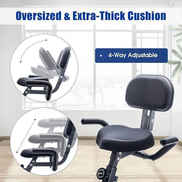 Alt view image 3 of 7 - Merax 3 in 1 Adjustable Folding Exercise Bike Convertible Magnetic Upright Recumbent Bike with Arm Bands