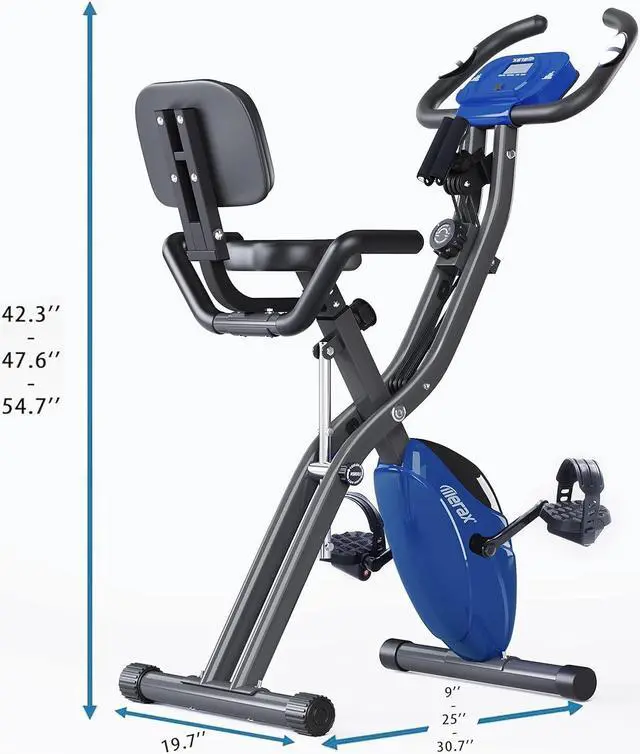 Alt view image 7 of 7 - Merax 3 in 1 Adjustable Folding Exercise Bike Convertible Magnetic Upright Recumbent Bike with Arm Bands