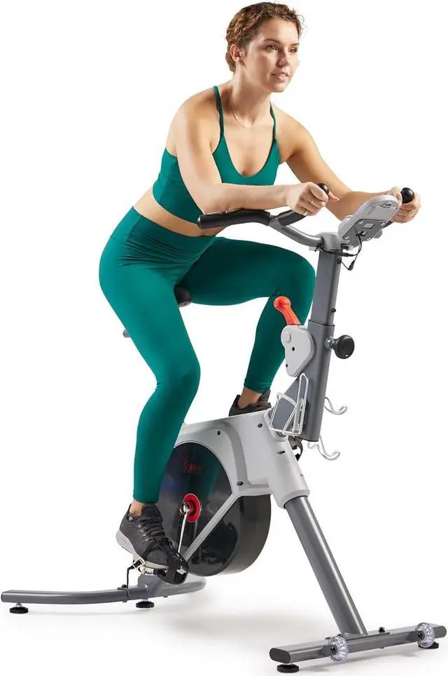 Alt view image 7 of 7 - Sunny Health & Fitness Indoor Stationary Cycling Exercise Bike, Cardio Workout for Home, Digital Monitor, Pulse Sensor, with Optional Cadence Sensor and SunnyFit App Enhanced Bluetooth Connectivity