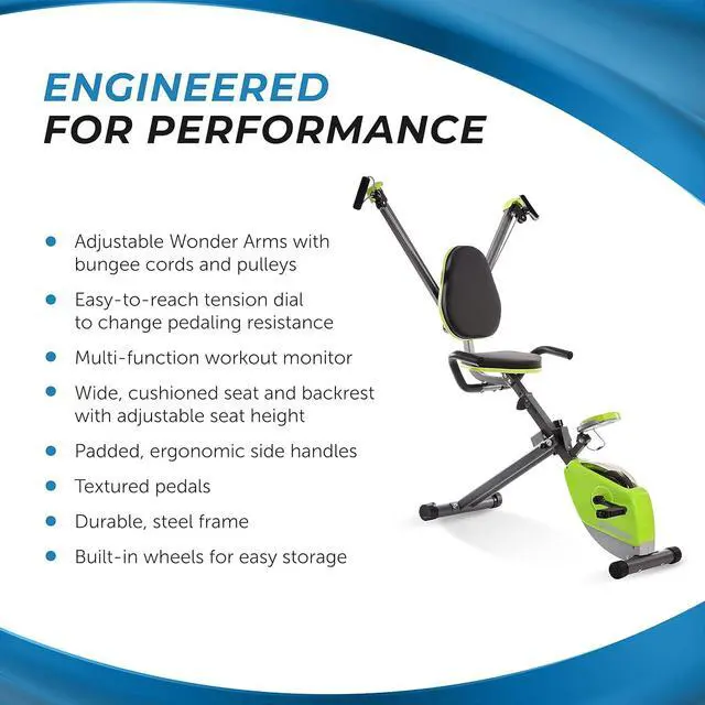 Alt view image 5 of 7 - Stamina Wonder Exercise Bike | Build Upper and Lower Body Strength on One Machine | Includes Two Online Workout Videos, Chartreuse and Gray
