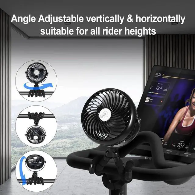 Alt view image 5 of 7 - Clip on Fan for Exercise Bike/Tread, Rechargeable Battery Operated Portable Fan for Treadmill Stationary Bike Exercise Machine