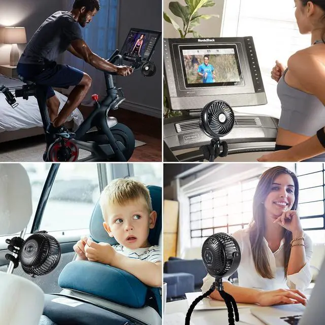 Alt view image 7 of 7 - Clip on Fan for Exercise Bike/Tread, Rechargeable Battery Operated Portable Fan for Treadmill Stationary Bike Exercise Machine