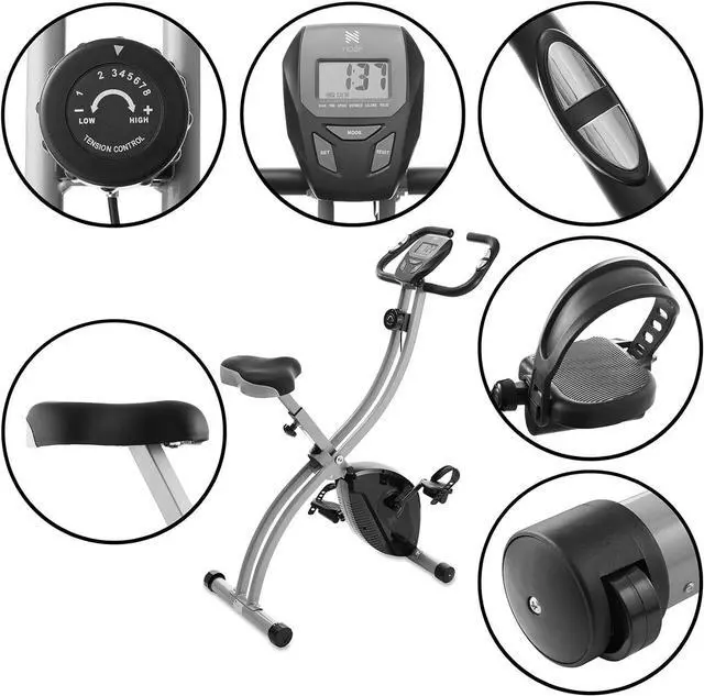 Alt view image 4 of 7 - Indoor Cycling Bike - Folding, Upright Stationary Exercise Cycle with Magnetic Resistance