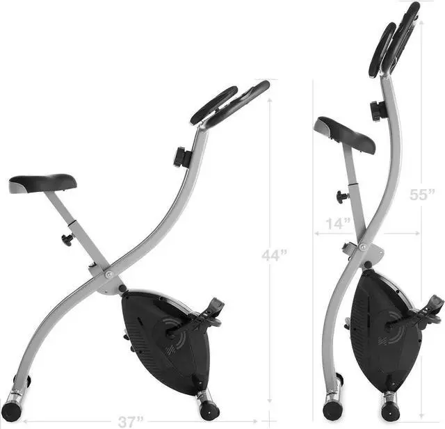 Alt view image 5 of 7 - Indoor Cycling Bike - Folding, Upright Stationary Exercise Cycle with Magnetic Resistance