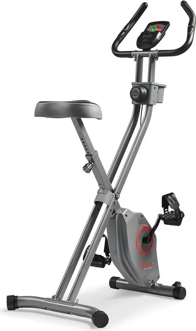 Alt view image 2 of 6 - Sunny Health & Fitness Foldable Magnetic Exercise X-Bike Pro, Digital Monitor, Pulse Sensor, Low-Impact, Magnetic Resistance, Ergonomic Support, SunnyFit® App Enhanced Bluetooth Connectivity