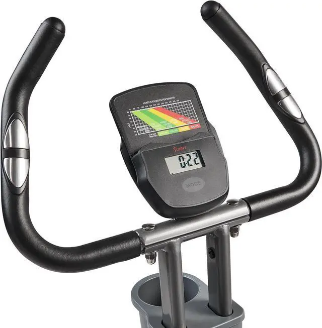 Alt view image 3 of 6 - Sunny Health & Fitness Foldable Magnetic Exercise X-Bike Pro, Digital Monitor, Pulse Sensor, Low-Impact, Magnetic Resistance, Ergonomic Support, SunnyFit® App Enhanced Bluetooth Connectivity