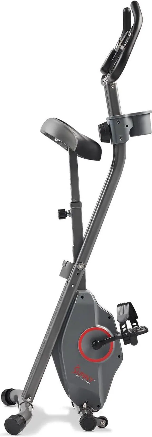 Alt view image 5 of 6 - Sunny Health & Fitness Foldable Magnetic Exercise X-Bike Pro, Digital Monitor, Pulse Sensor, Low-Impact, Magnetic Resistance, Ergonomic Support, SunnyFit® App Enhanced Bluetooth Connectivity