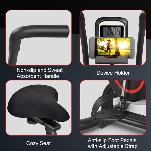 Alt view image 4 of 7 - Goplus Air Bike, Fan Exercise Bike with Unlimited Resistance, Clear LCD Display, Tablet Holder, Adjustable Seat and Built-in Wheels, Airdyne Bike for Home Cardio Training