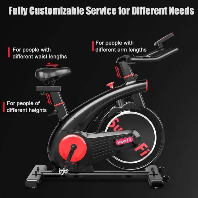 Alt view image 4 of 7 - Goplus Indoor Cycling Bike, Upright Stationary Exercise Bicycle with Resistance Adjustment & Heart Rate Monitor, Adjustable Workout Belt Dive Bike for Home/Office/Gym, Black