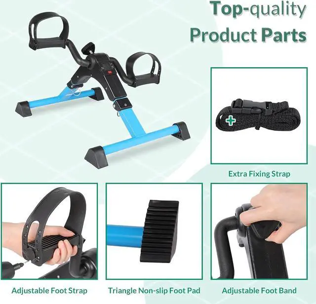 Alt view image 3 of 7 - VIVIJASON Pedal Exerciser - Folding Portable Exercise Peddler - Under Desk Mini Exercise Bike for Arm/Leg Workout - Adjustable Fitness Rehab Equipment for Elderly Seniors with LCD Display