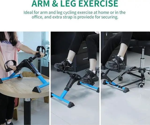 Alt view image 5 of 7 - VIVIJASON Pedal Exerciser - Folding Portable Exercise Peddler - Under Desk Mini Exercise Bike for Arm/Leg Workout - Adjustable Fitness Rehab Equipment for Elderly Seniors with LCD Display